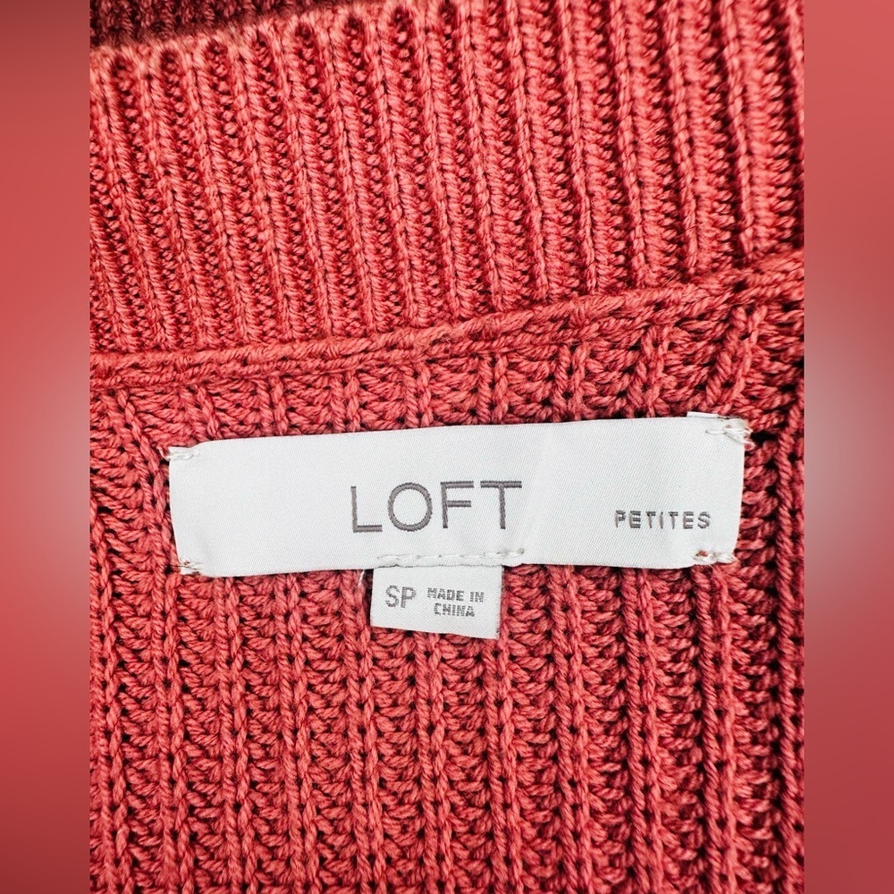 LOFT Petites Coral Button-Front Knit Cardigan Sweater | Size SP - Picture 10 of 11